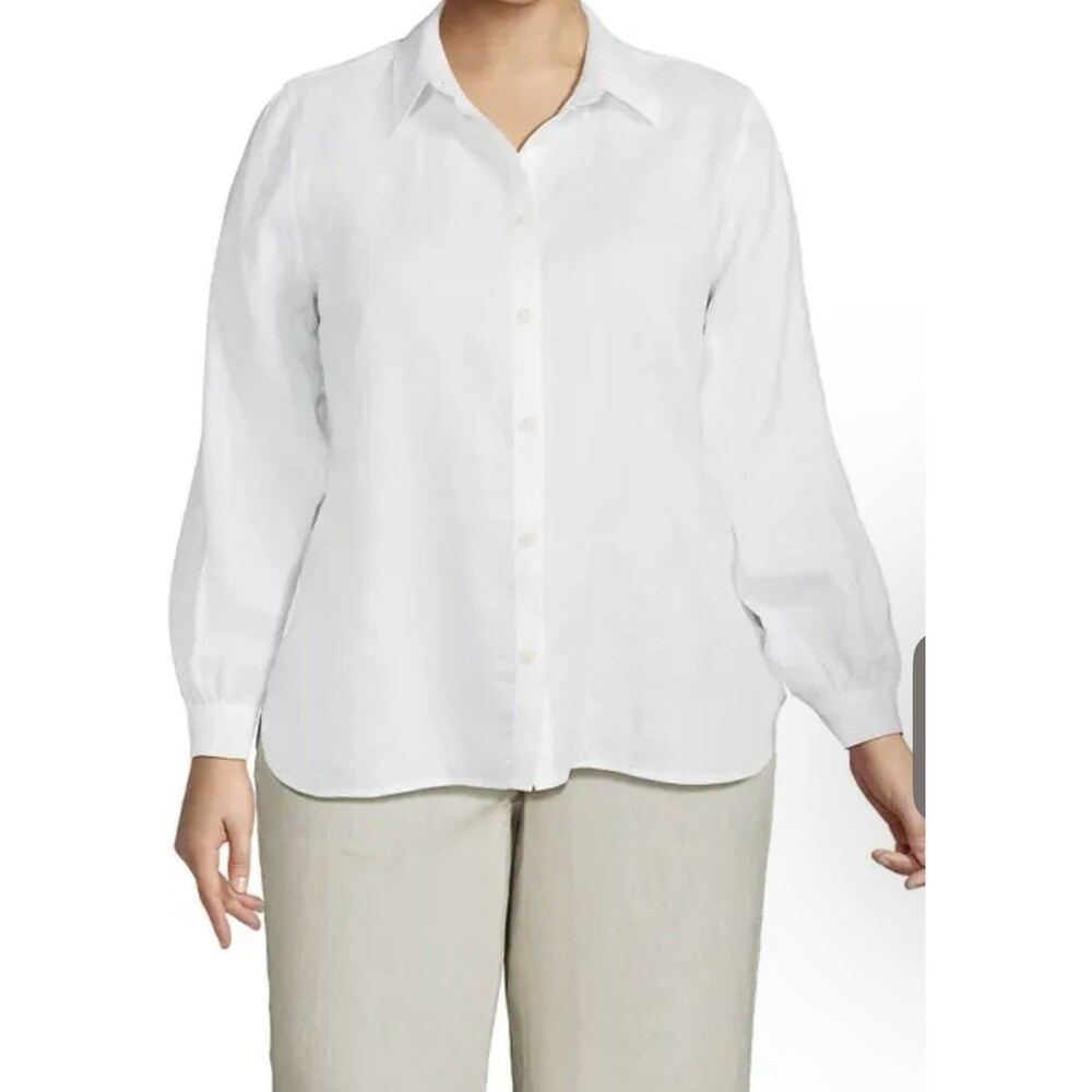 J. Jill love linen Essential Shirt Ivory Long Sleeve Button100% Linen Plus 3XL